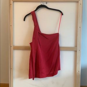Theory one shoulder silk top. Size S